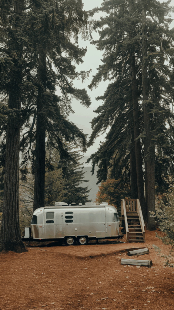 the rv in the thick if the forest